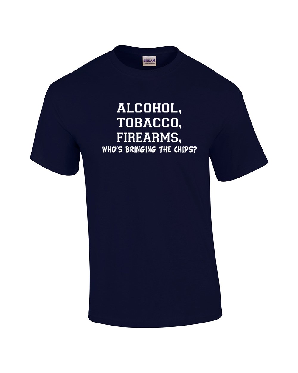 Funny ATF Alcohol Tobacco Firearms Who's Bringing The Chips T-Shirt - Sarcastic Humor Tee for Parties & Casual Wear | Great Gift for Gun Enthusiasts & Comedy Lovers