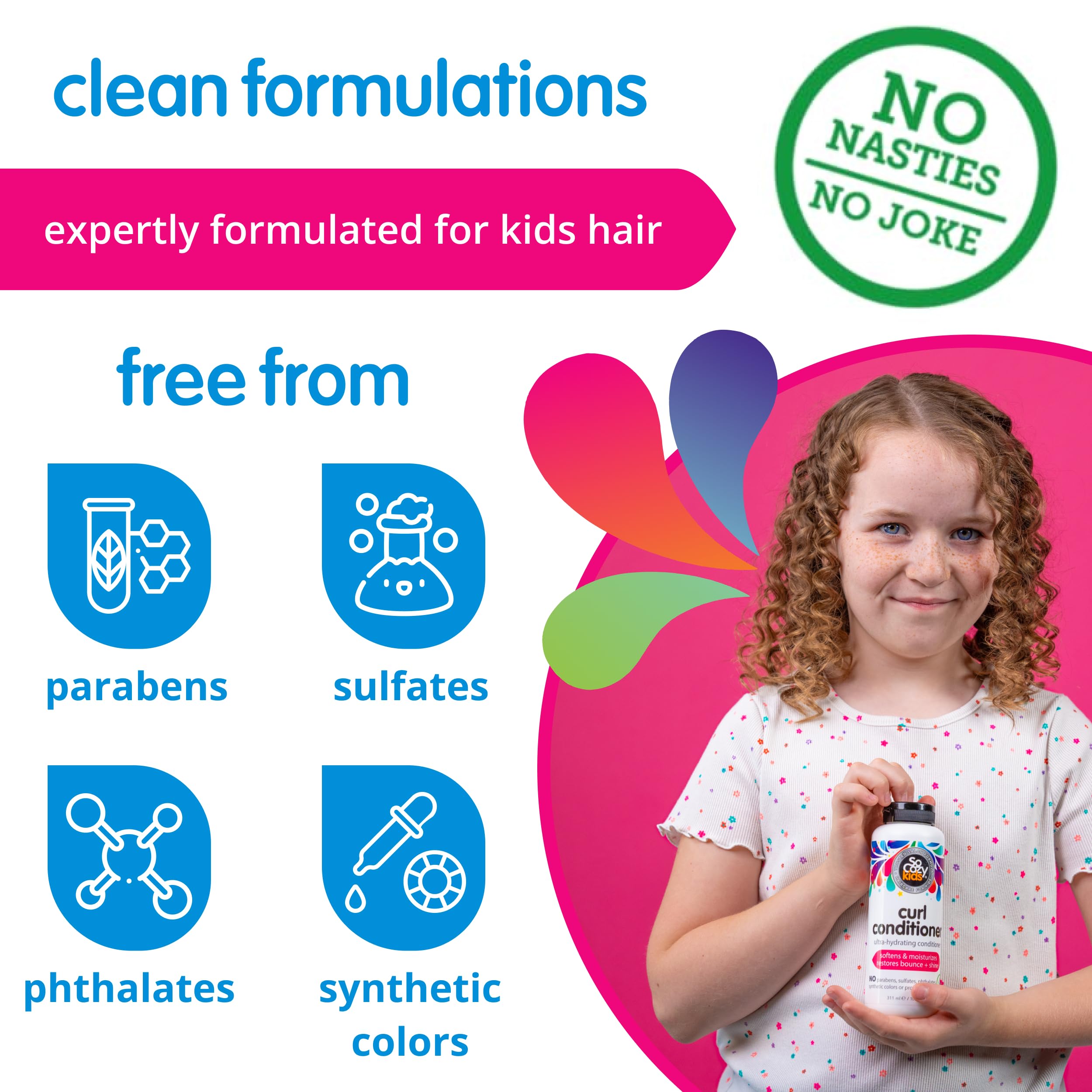 SoCozy Kids Curly Hair Conditioner - 10.5 Fl Oz (Pack of 2) | Moisturizing & Detangling for Dry, Frizzy Curls | Mango Butter, Rice Protein & Papaya Extract | Paraben-Free | Perfect for Daily Hair Care & Post-Swim Treatment