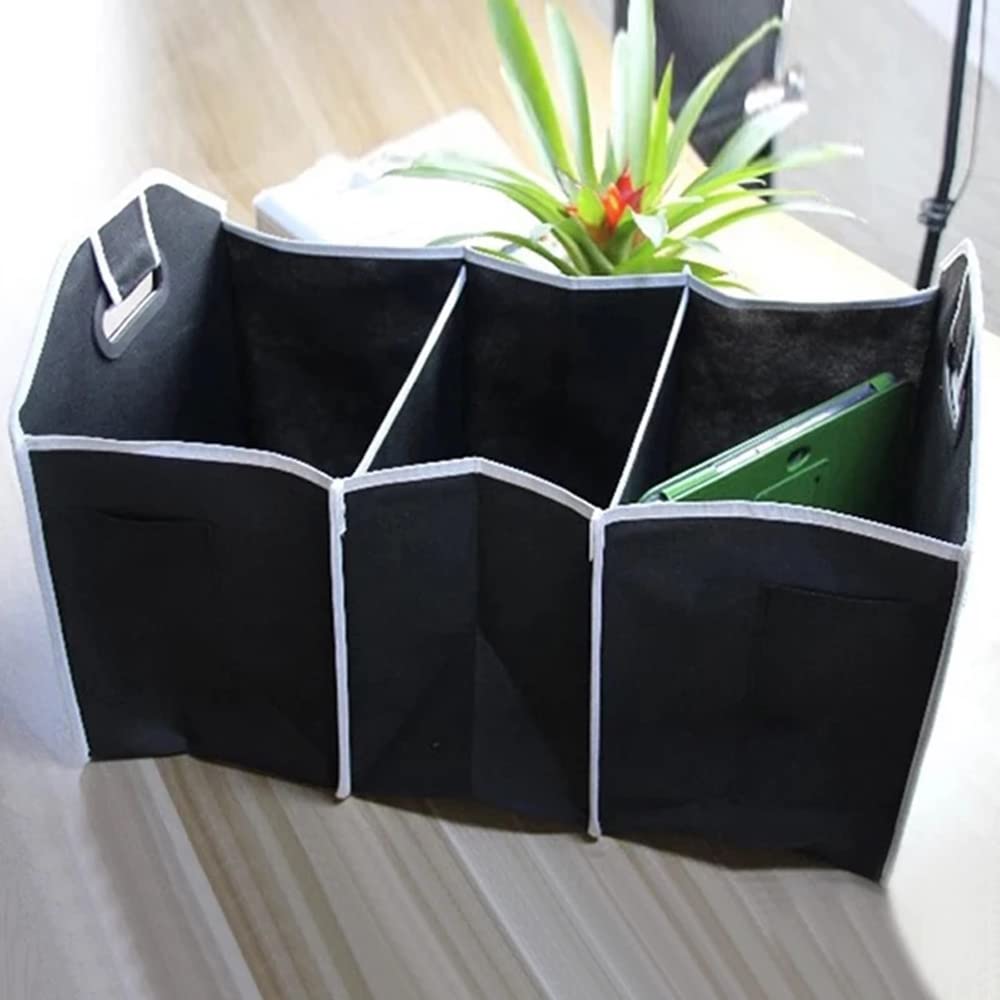 Extra Large Collapsible Car Trunk Organizer with 3 Compartments - Waterproof Storage Box for SUV, Sedan & Minivan - Car Seat Organizer Bag for Travel, Camping & Road Trips - Durable Car Accessories