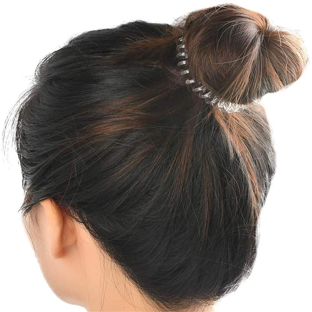 Spiral Hair Ties for Women & Girls - 20 Pack Clear Plastic Coil Hair Bands, No-Slip Ponytail Holders & Hair Elastics - Perfect for Workouts, School, and Everyday Hairstyles