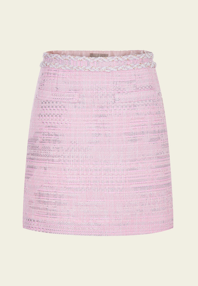 Elegant Braided Trim Lurex Skirt for Women - Glamorous Metallic Party Dress for Night Out, Date Night & Special Occasions