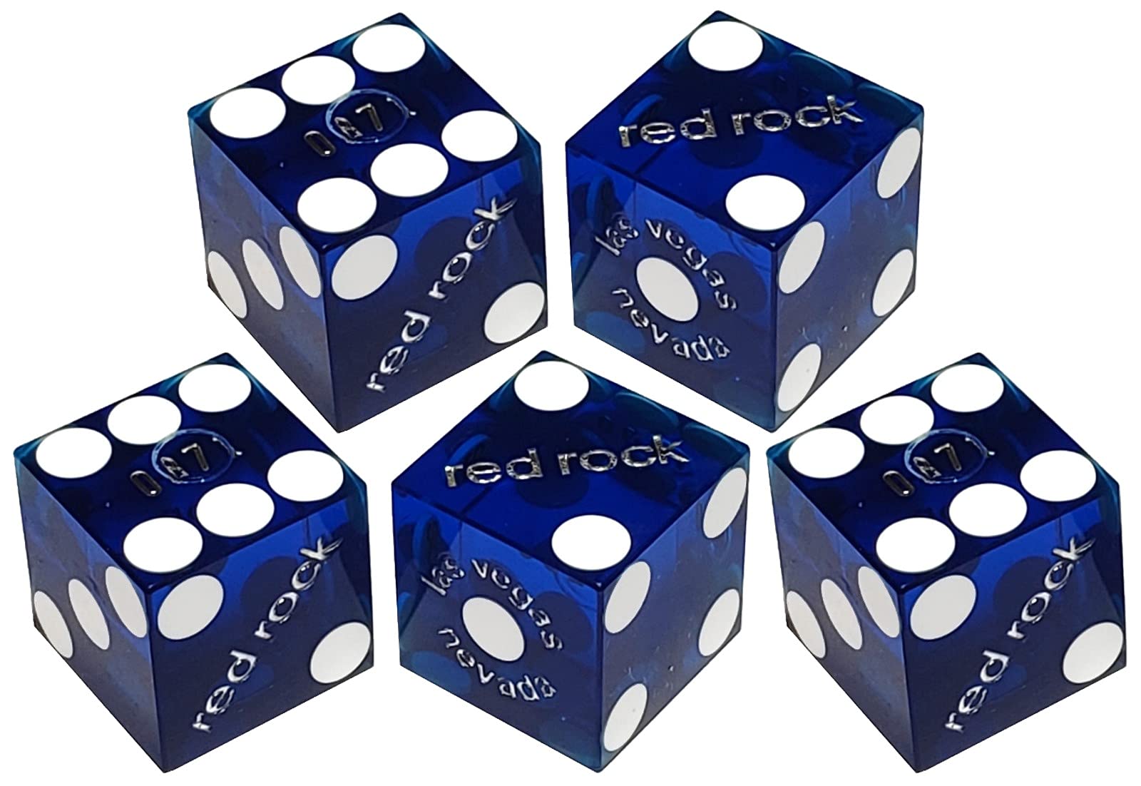 Authentic Las Vegas Casino Craps Dice Set - 5pcs 19mm with Acrylic Boat & Pouch for Casino Games & Home Play