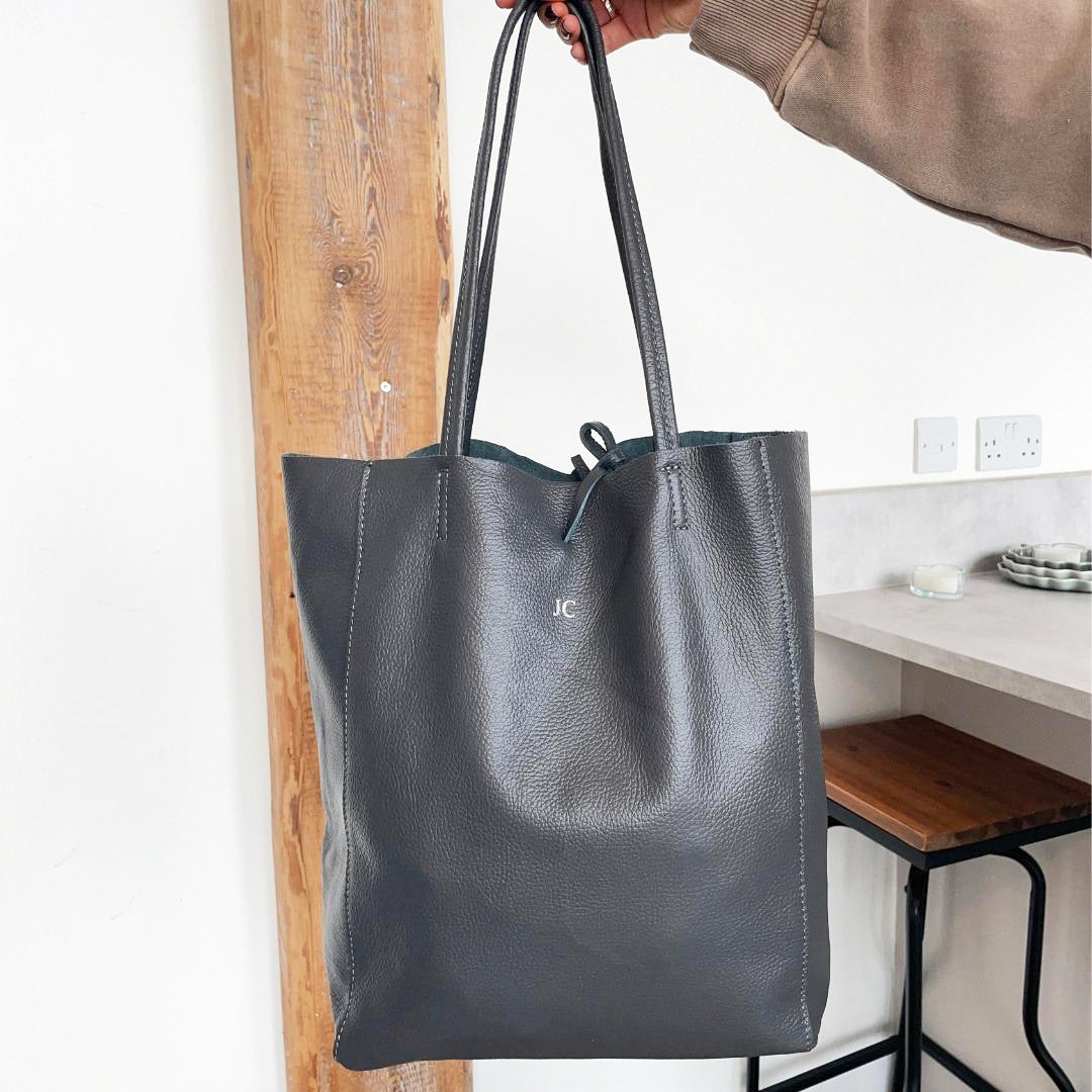 Carnaby Of London Embossed Monogram Leather Tote Bag - Stylish Women's Work Bag & Everyday Carry Purse for Office, Shopping & Travel