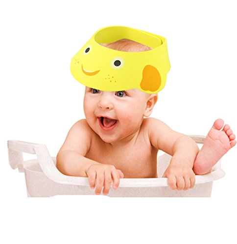Futaba Baby Shower Bath Protect Soft Cap - Yellow Waterproof Infant Bathing Hat for Newborn Toddler | Perfect for Bath Time, Swimming & Hair Washing Protection