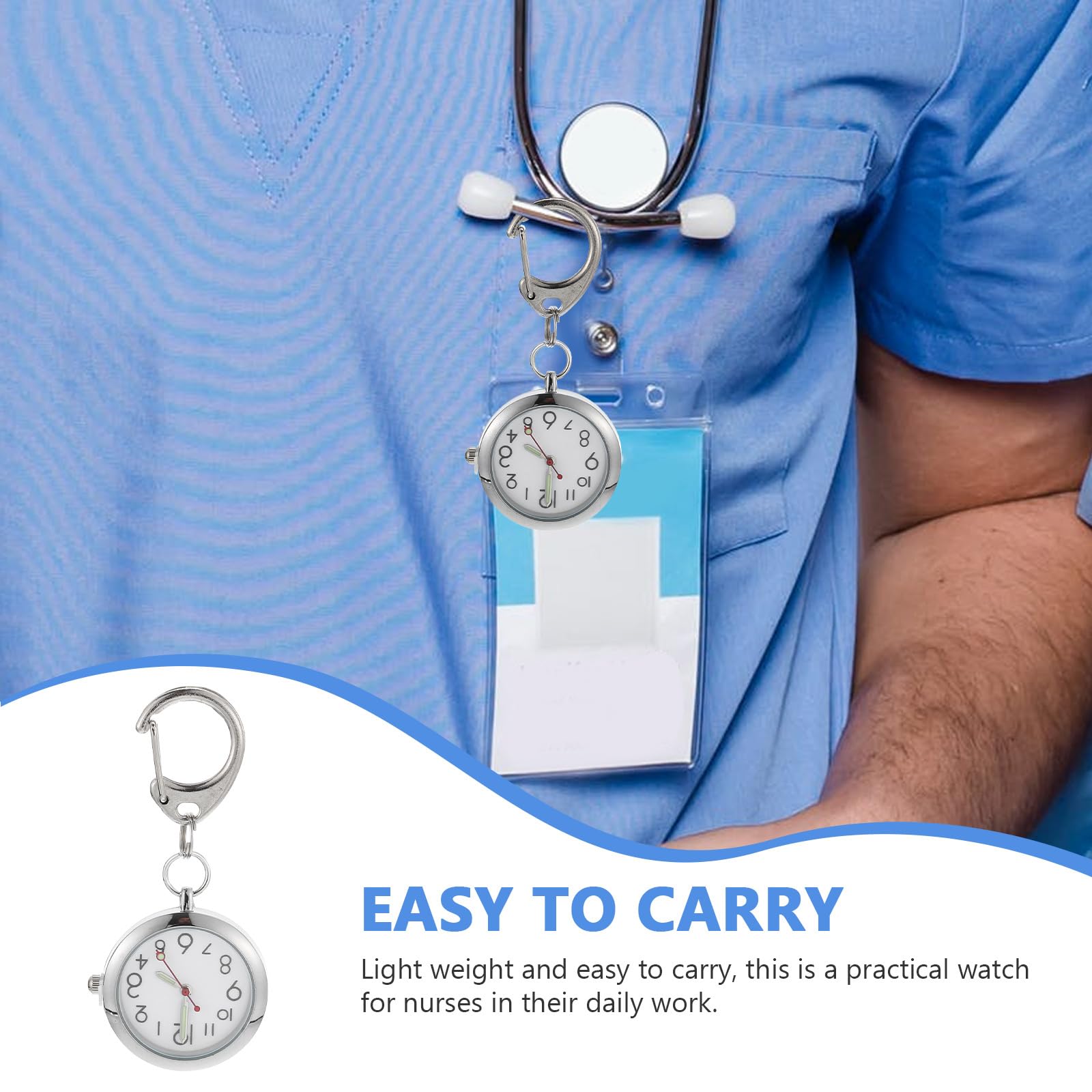 Clip On Hanging Lapel Watch for Nurses & Doctors - Retractable Digital Nurse Fob Watch with Night Glow - Perfect for Medical Professionals & Students (Silver) | Ideal for Hospital Shifts, Clinical Rounds & Healthcare Work