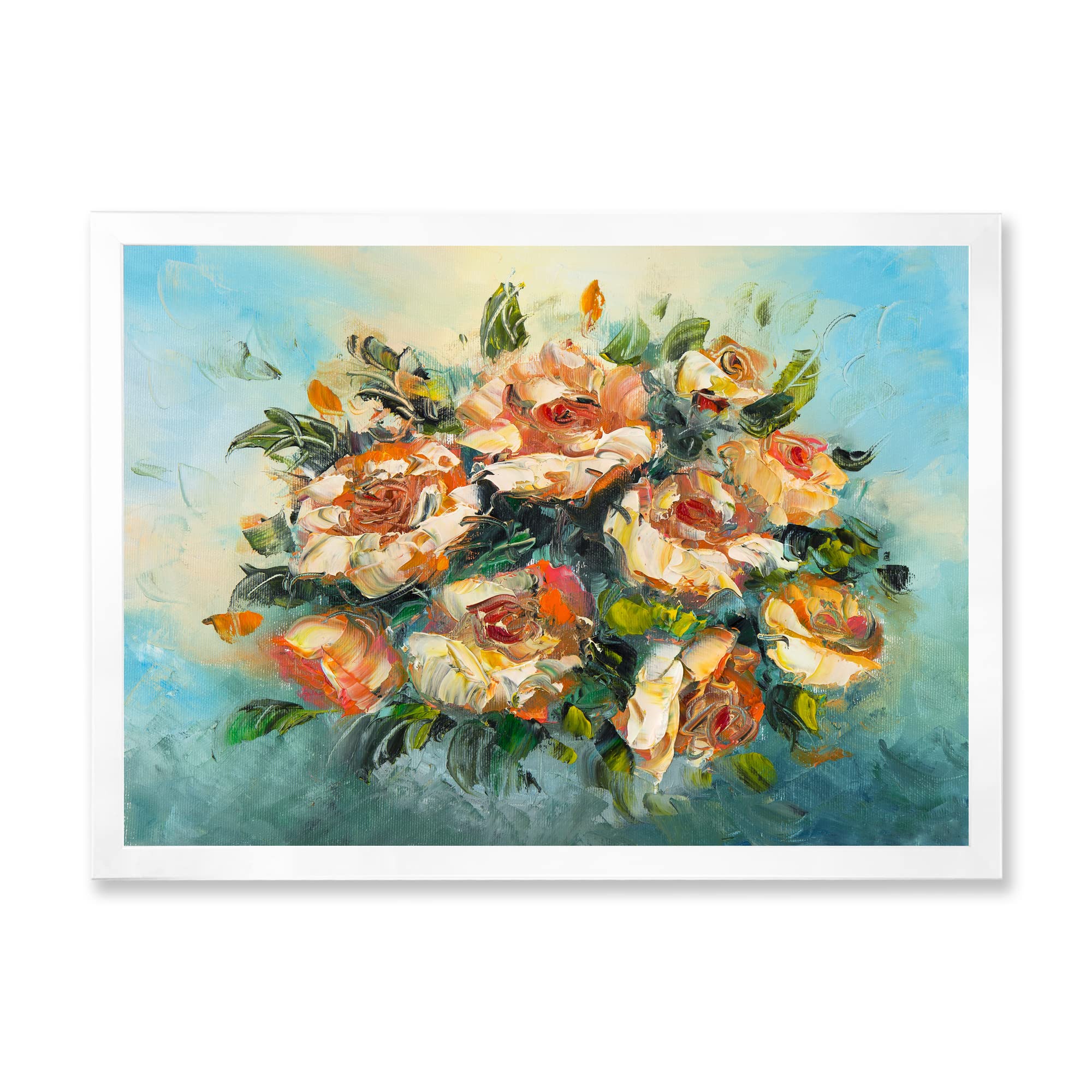 Vintage Dark Pink Floral Bouquet Framed Wall Art - Traditional Home Decor for Living Room, Bedroom & Office