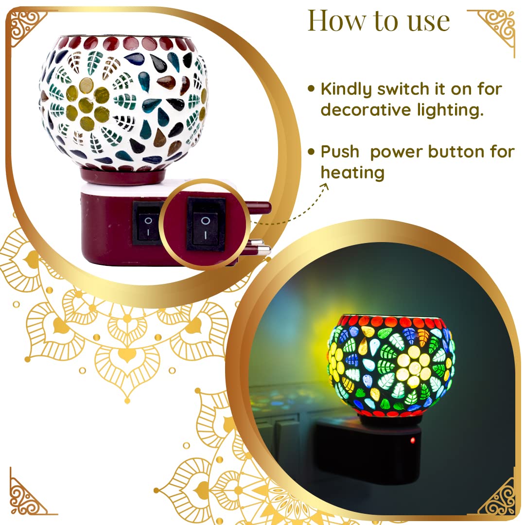 SPOCKY Ceramic Aroma Diffuser & Night Lamp - Essential Oil Burner with Switch (Flower Design) for Home Relaxation