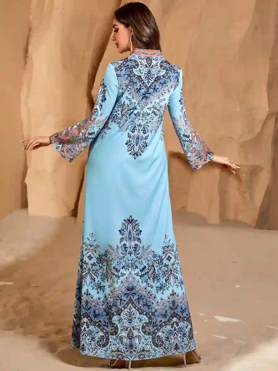 Elegant Printed Eid Dress - Flowy Caftan Kaftan Jalabiya for Women - Islamic Holiday Outfit #254288 | Perfect for Eid Celebrations, Weddings & Special Occasions
