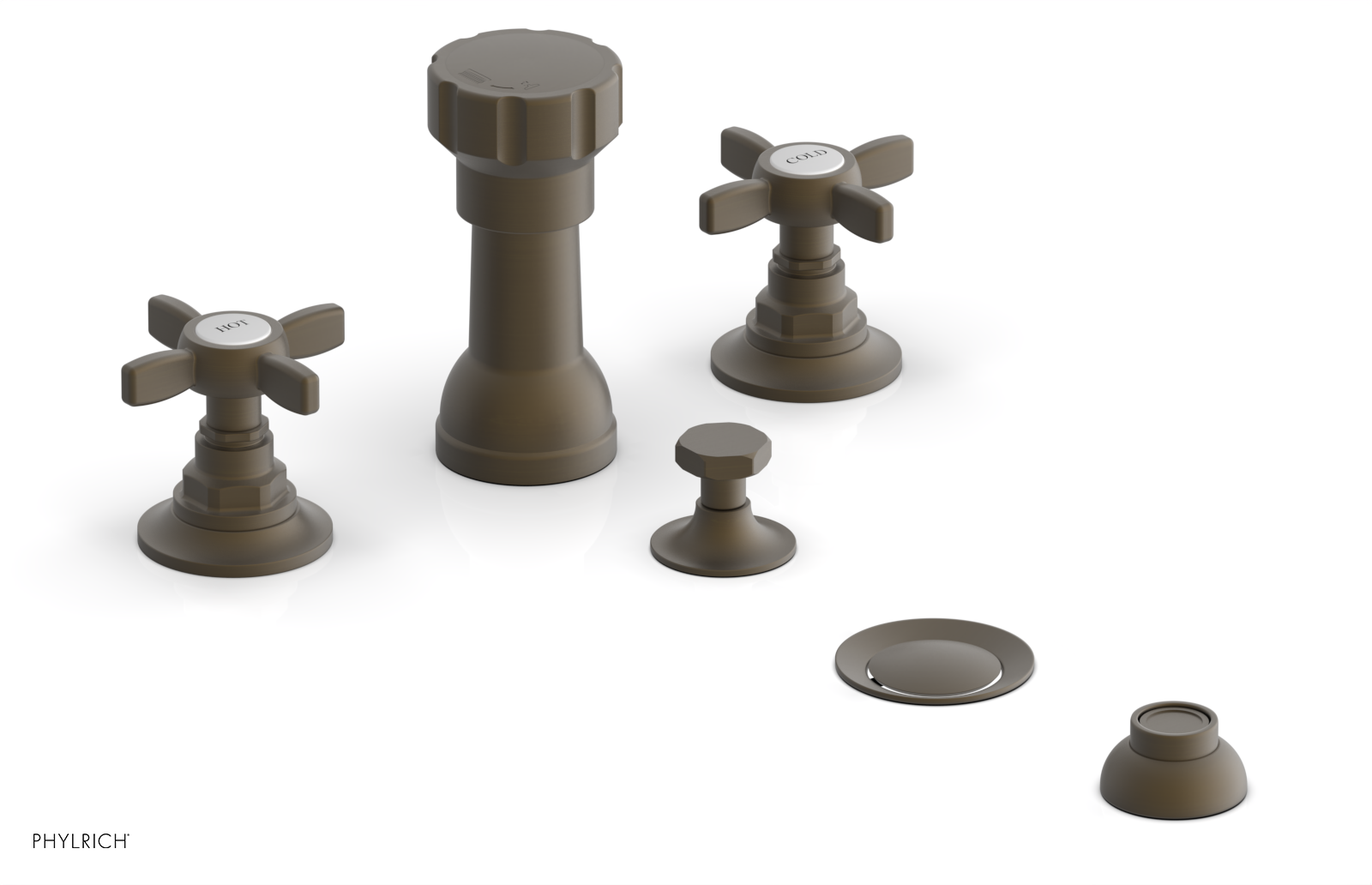 Jamestown 4-Hole Bidet Faucet Set with Cross Handles - 165 60 - Perfect for Bathroom Renovation & Modern Toilet Upgrades
