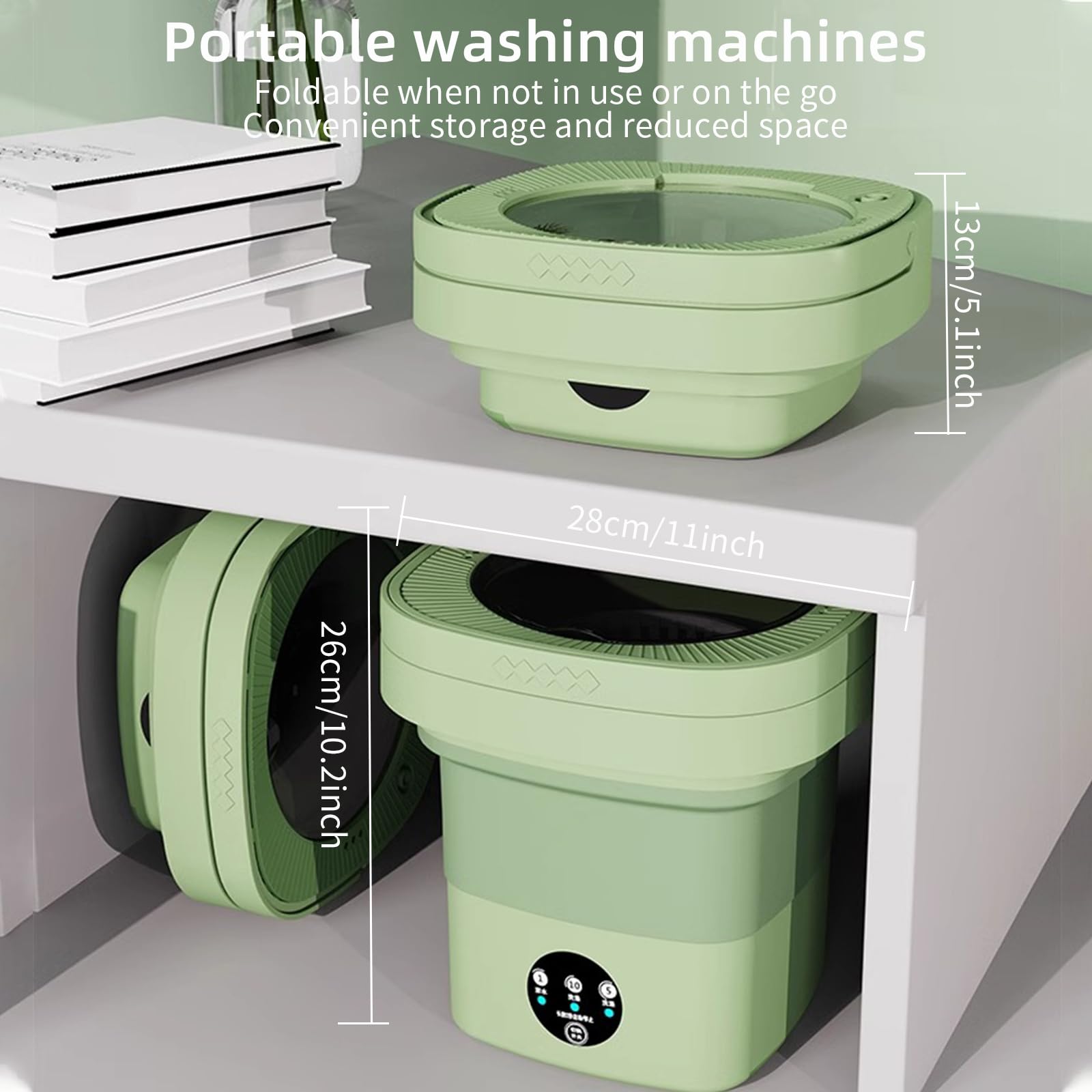 Portable Mini Washing Machine 10L with Spin Dryer - Compact Foldable Laundry Washer for Small Clothes, 3 Wash Modes, Ideal for Dorm, RV, Apartments & Camping | Green Energy Efficient Design