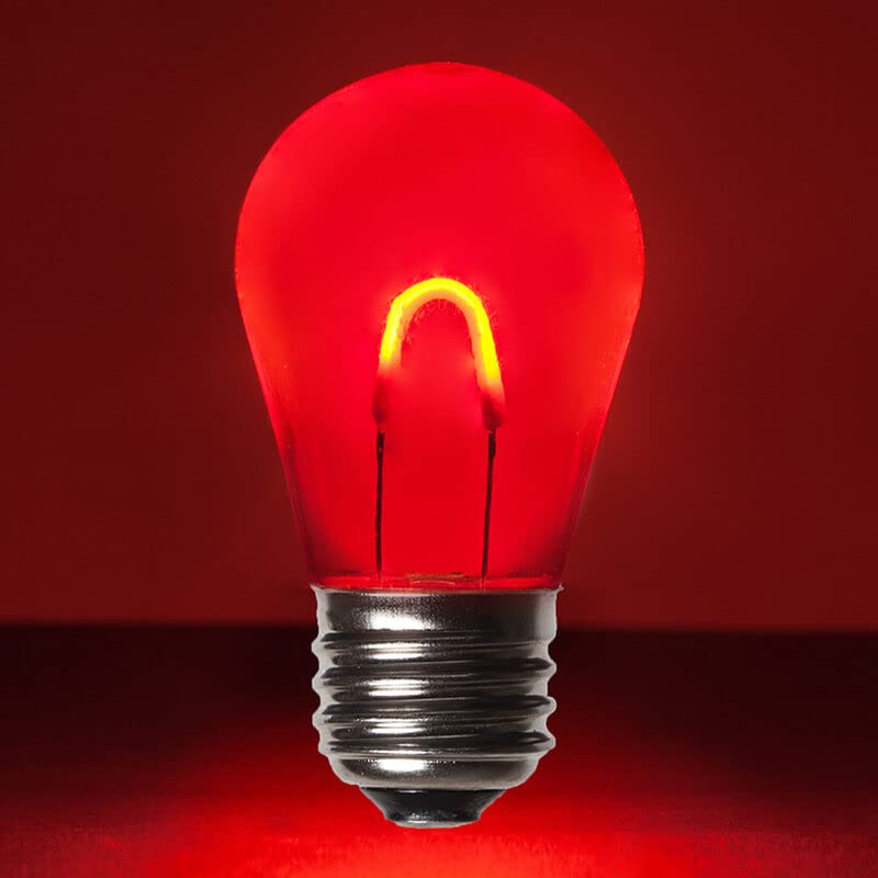 Wintergreen Lighting S14 LED Edison Bulbs - Shatterproof Polyflex PET, Red - Dimmable Vintage Bistro Lights for Backyard, Patio, Outdoor String Lighting (Perfect for Restaurants, Cafes & Garden Decor)