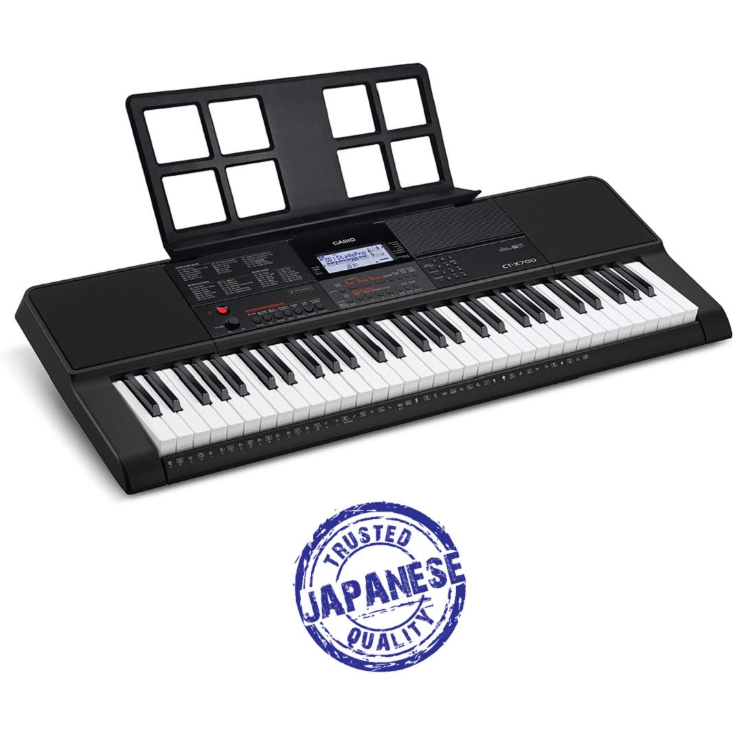 Casio CT-X700 61-Key Portable Keyboard with OnStage KS7190 Classic Single-X Keyboard Stand - Black | Home Studio, Live Performance & Music Practice Essentials