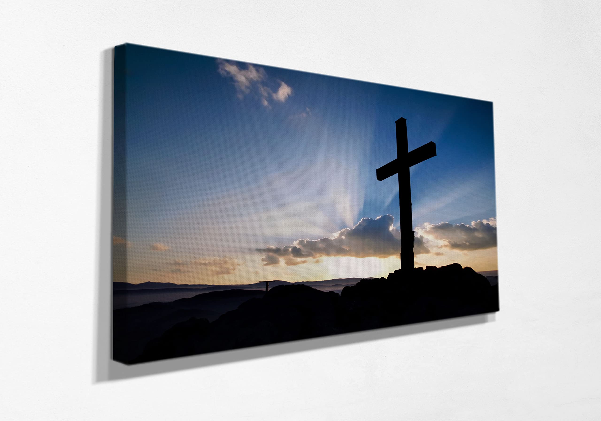 Sunrise Cross Hope Canvas Wall Art Print - Ready to Hang Home Decor for Bedroom, Living Room & Kids Room (19x28 Inches) - Perfect for Christian Home Decor, Gift Ideas & Spiritual Spaces