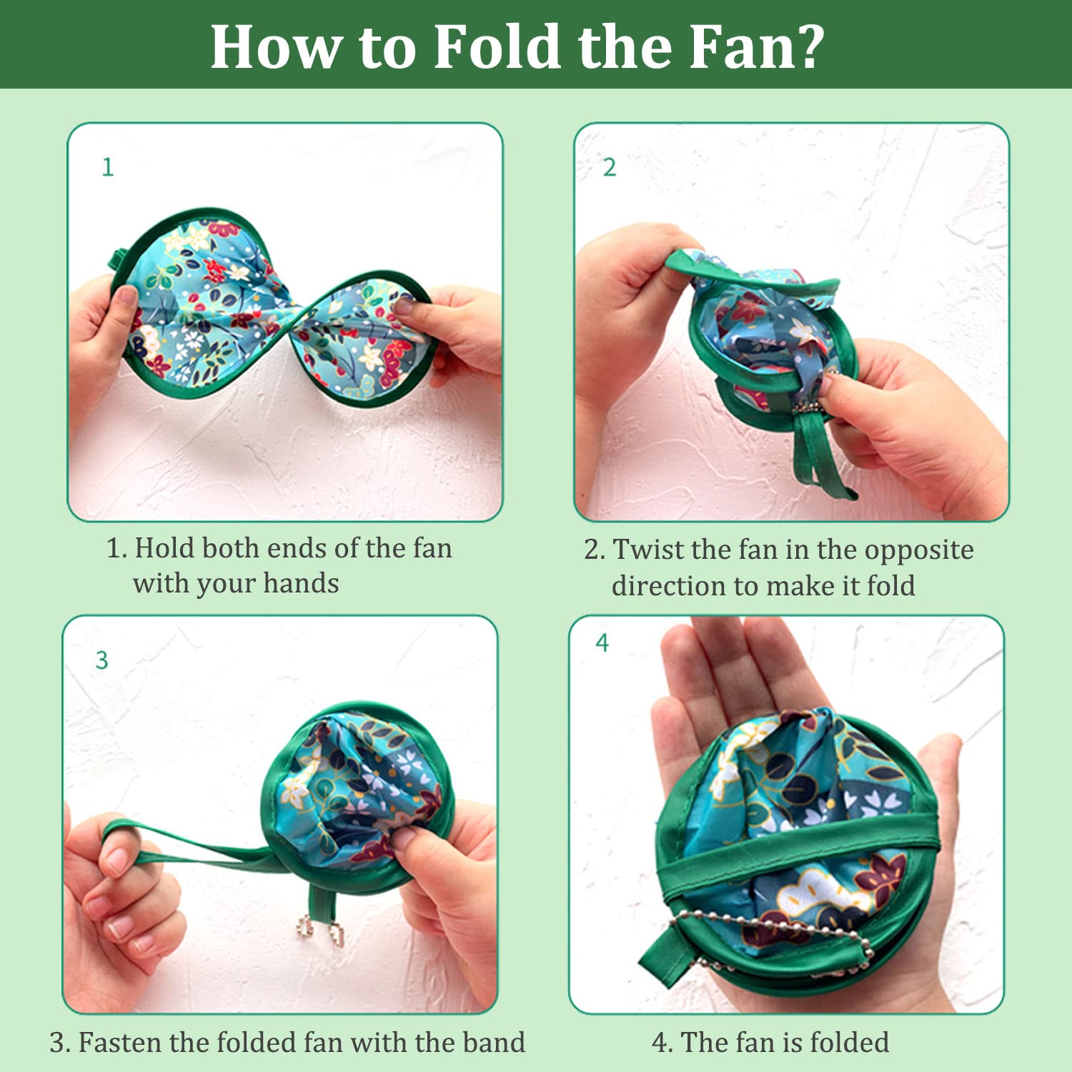Japanese Style Foldable Hand Fan - 4 Pack Beautiful Pattern Round Folding Fans for Summer Cooling, Wedding Decor, Home Decoration & Festival Accessories | Perfect for Outdoor Events, Cosplay & Traditional Ceremonies