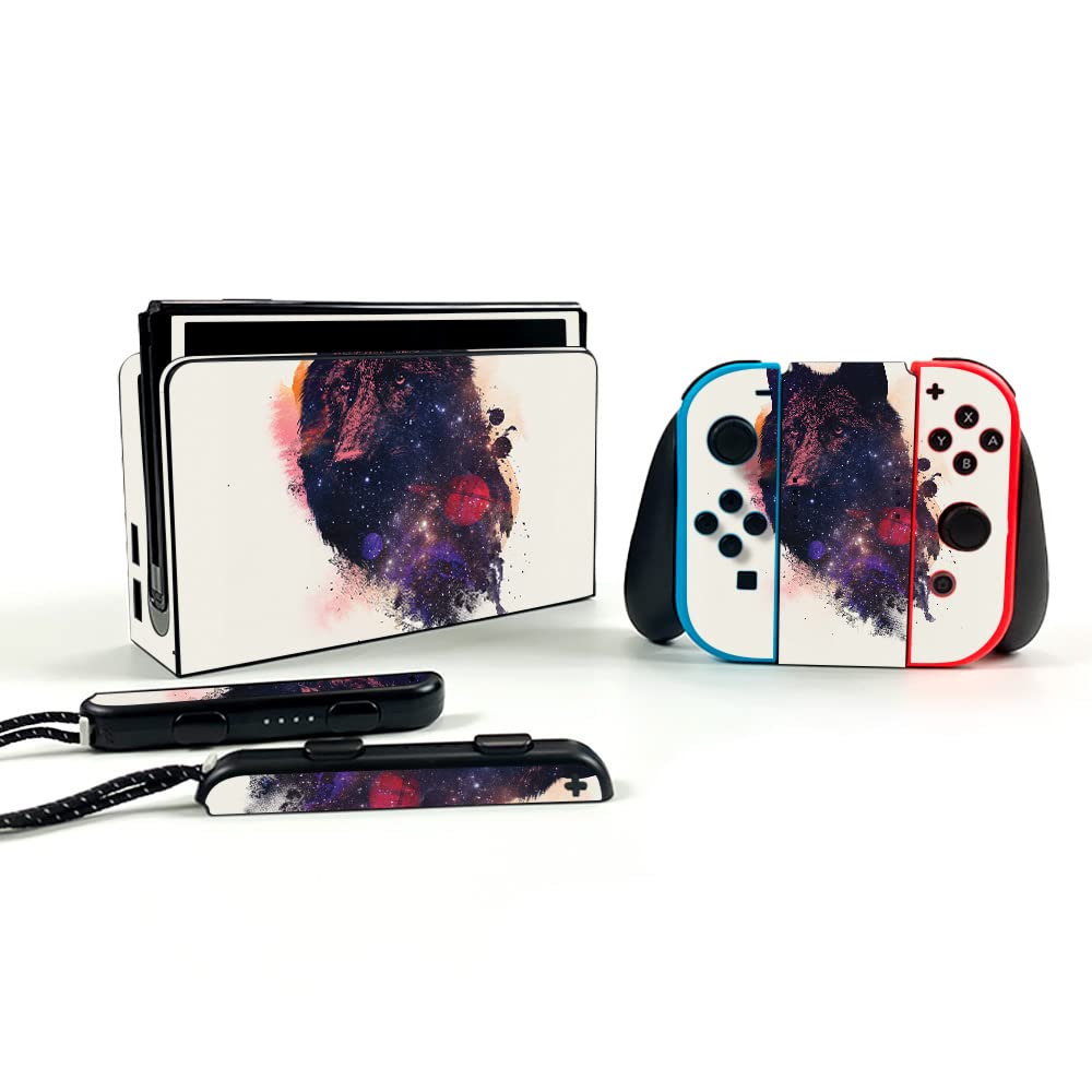 MightySkins Protective Vinyl Skin Decal for Nintendo Switch OLED - Universal Wolf Design | Durable, Scratch-Resistant Cover | Easy to Apply & Remove | Made in USA | Perfect for Gaming, Travel & Personalization