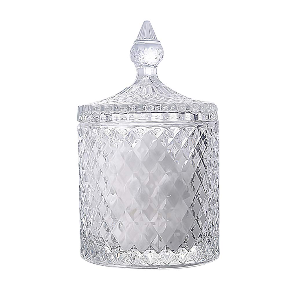 BESTONZON Crystal Candy Box with Lid - Elegant Glass Weave Candy Dish, Covered Sugar Bowl & Cookie Jar - Perfect for Parties, Weddings & Home Decor (Small, Clear)