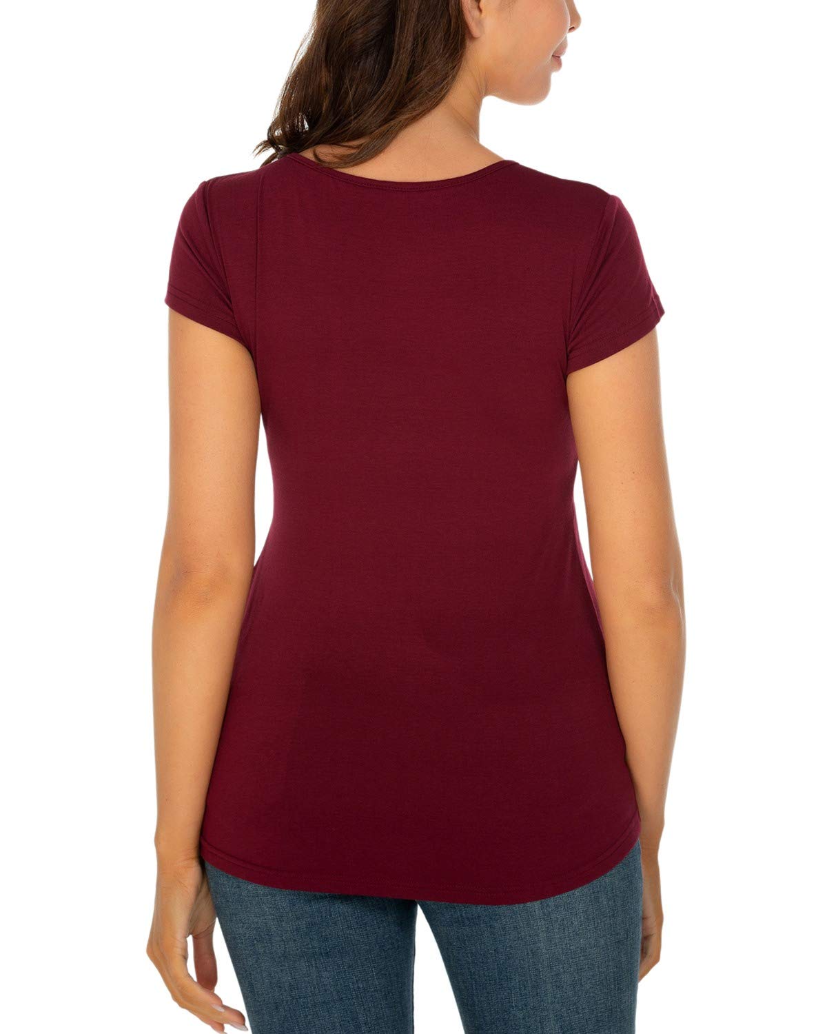 Glampunch Women's Maternity Tops - Short & 3/4 Sleeve Round Neck Peplum Tunic Top for Pregnancy, Nursing & Everyday Comfort | Casual Wear, Office & Maternity Photos