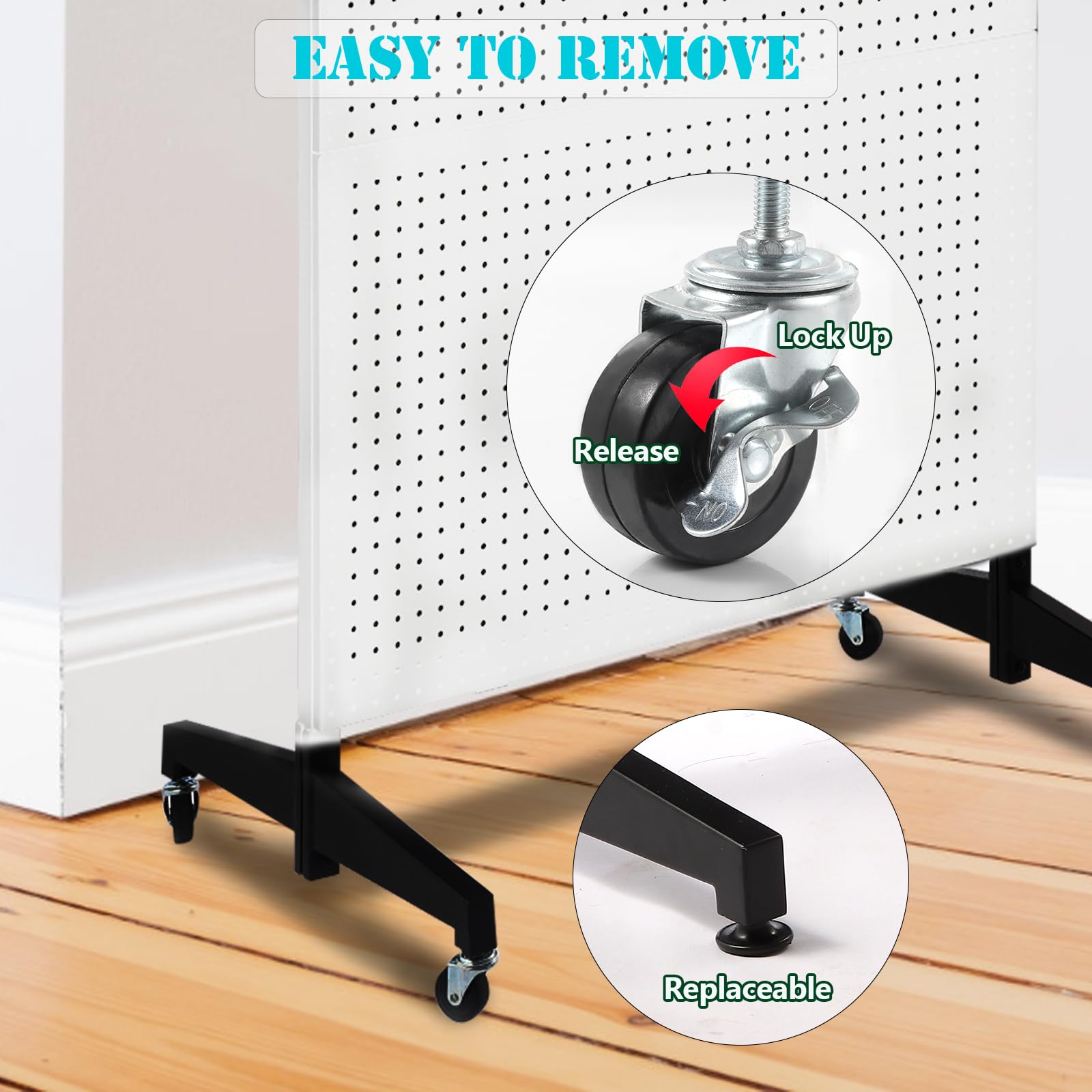 3'x6' Metal Pegboard Display Stand with T-Base & Wheels - Includes 20 Hooks - White - Perfect for Retail Stores, Trade Shows & Workshop Organization