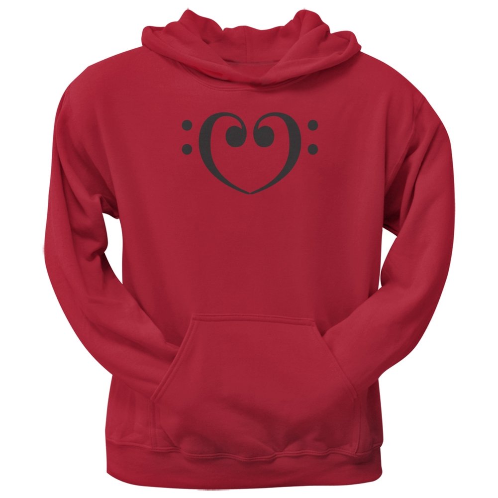 Bass Clef Heart Red Adult Hoodie - Stylish Music Lover Sweatshirt for Men & Women - Perfect for Concerts, Gifts & Casual Wear