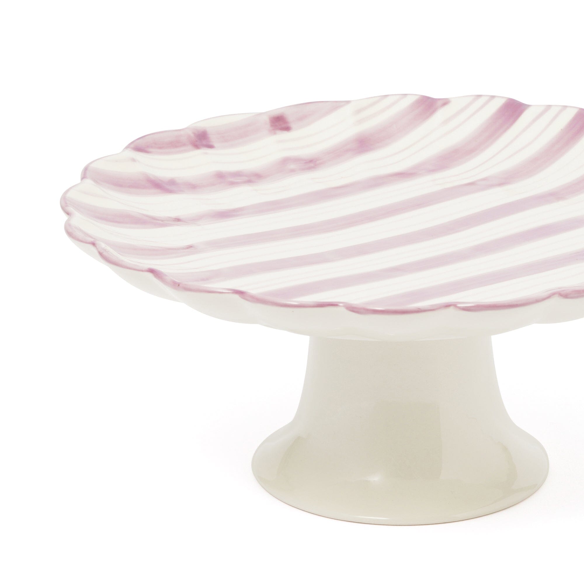 Hand Painted Purple Striped Cake Stand - Elegant Dessert Display for Weddings, Birthdays & Special Events