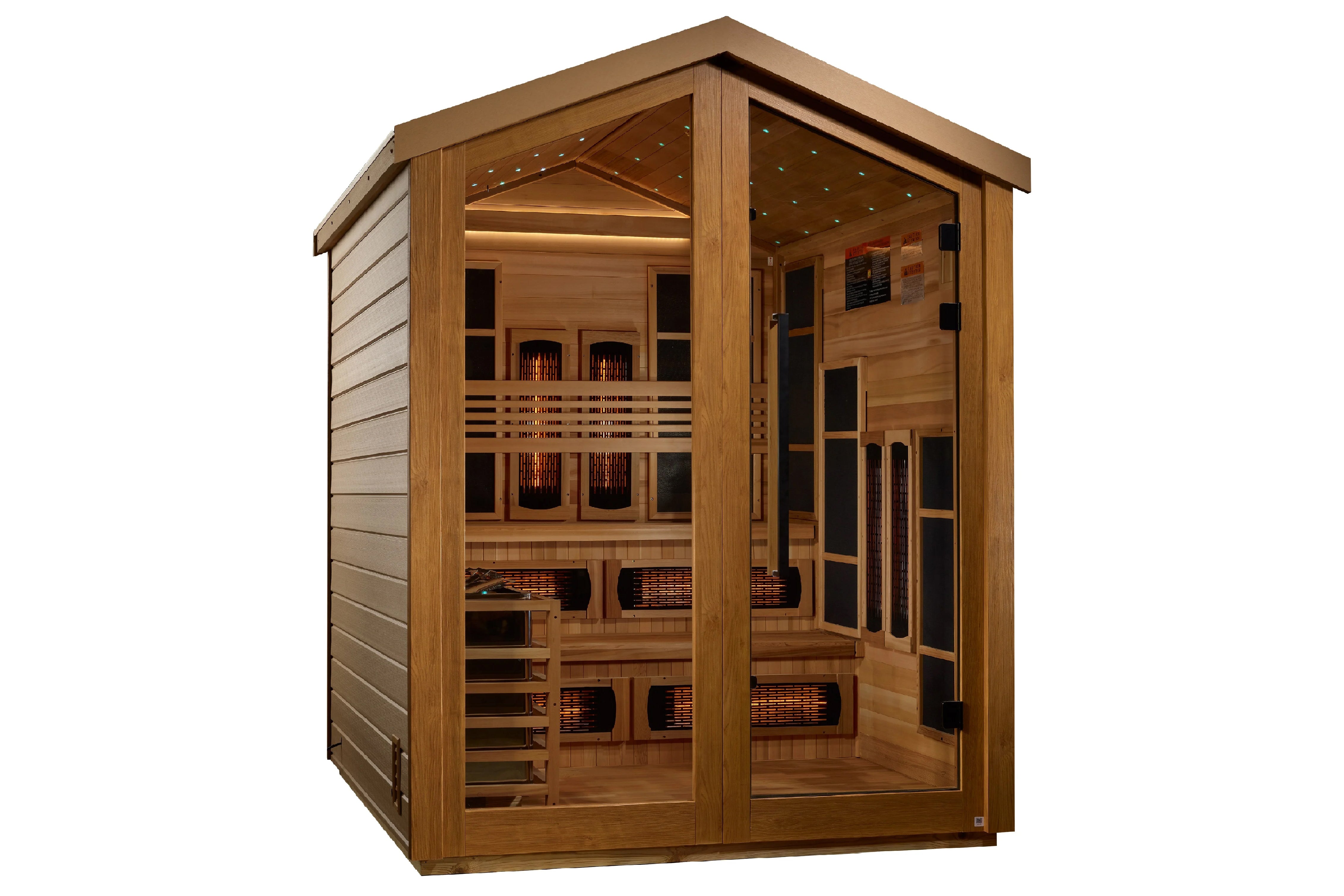Golden Designs Kaskinen 6-Person Hybrid Full Spectrum Infrared Outdoor Sauna for Relaxation & Detox - Perfect for Backyard, Patio or Garden Use