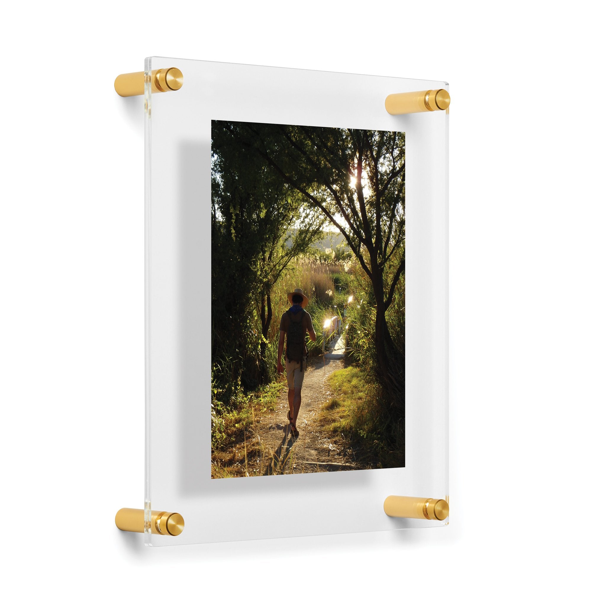 Premium Double Panel Acrylic Floating Frames - Gold Display for Artwork, Photos & Memorabilia - Perfect for Home Decor, Gallery Walls & Office Displays
