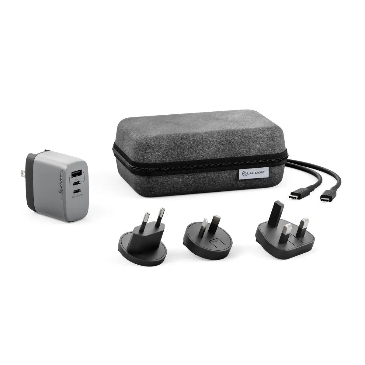 67W GaN Fast Charger with 3 Ports - Universal Travel Adapter for USA, UK, EU, AU - Perfect for Laptops, Phones & Tablets While Traveling or at Home