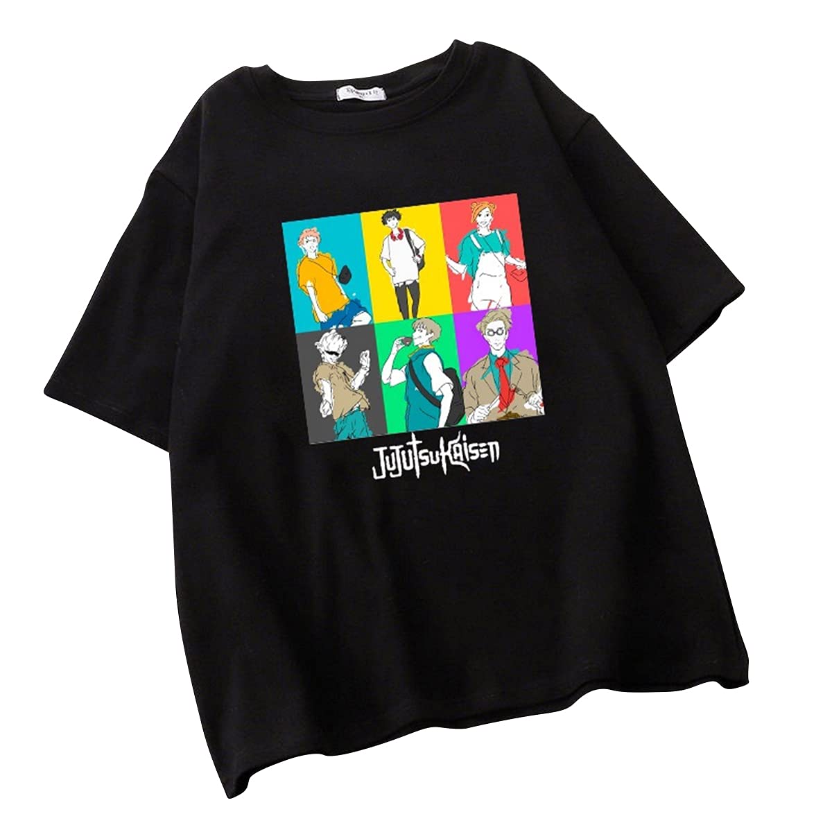 Jujutsu Kaisen Anime T-Shirt for Women - Satoru Gojo, Yuji Itadori & Megumi Fushiguro Graphic Tee - Soft Cotton Summer Top (Black, 2XL) - Perfect for Cosplay, Anime Conventions and Casual Wear