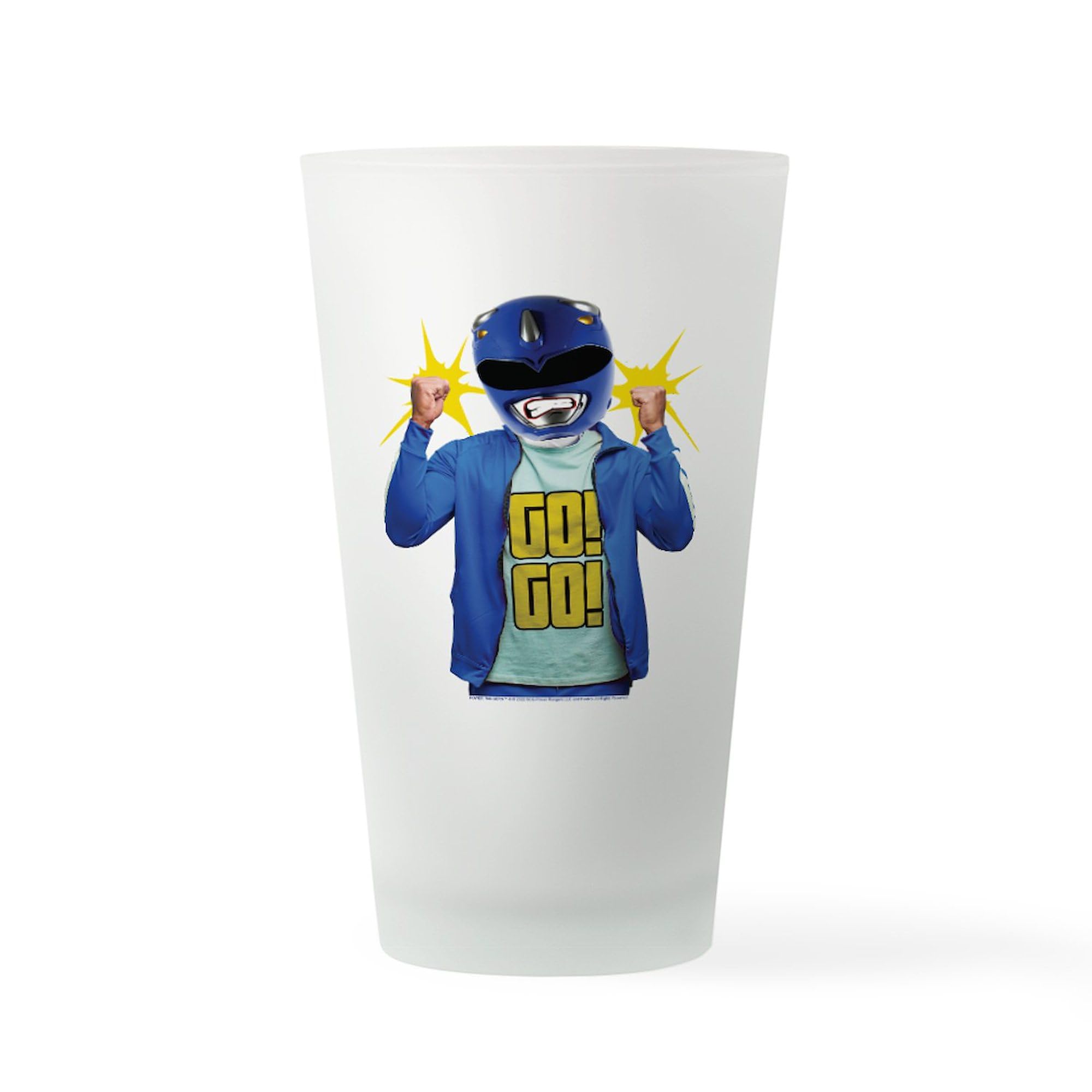 Power Rangers Blue Ranger 16 oz Pint Glass - Official CafePress Collectible Drinking Cup for Beer, Soda & Cocktails - Perfect for Fans, Parties & Home Bar Decor