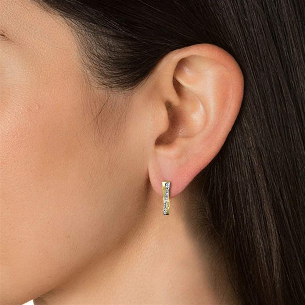 Cate & Chloe 18k Yellow Gold Hoop Earrings with Swarovski Crystals - 2 Pairs (Amaya & Rosalyn) Value Set - Elegant Jewelry for Women, Perfect for Parties, Weddings & Everyday Wear