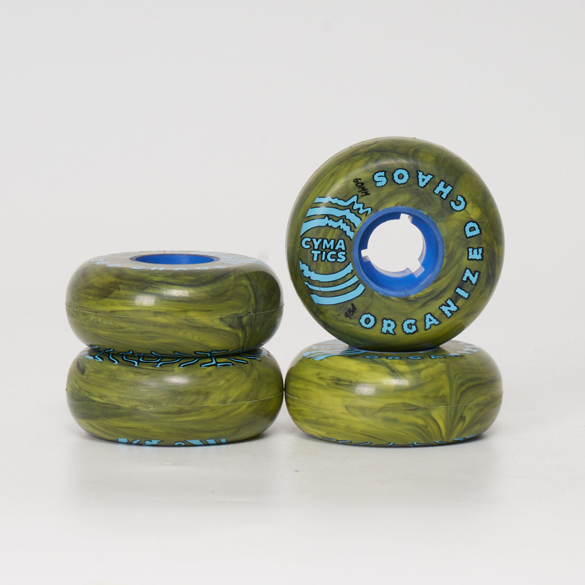 Cymatics Team 60mm 95a Green Marble Skateboard Wheels - Perfect for Street Skating, Park Riding & Longboard Cruising