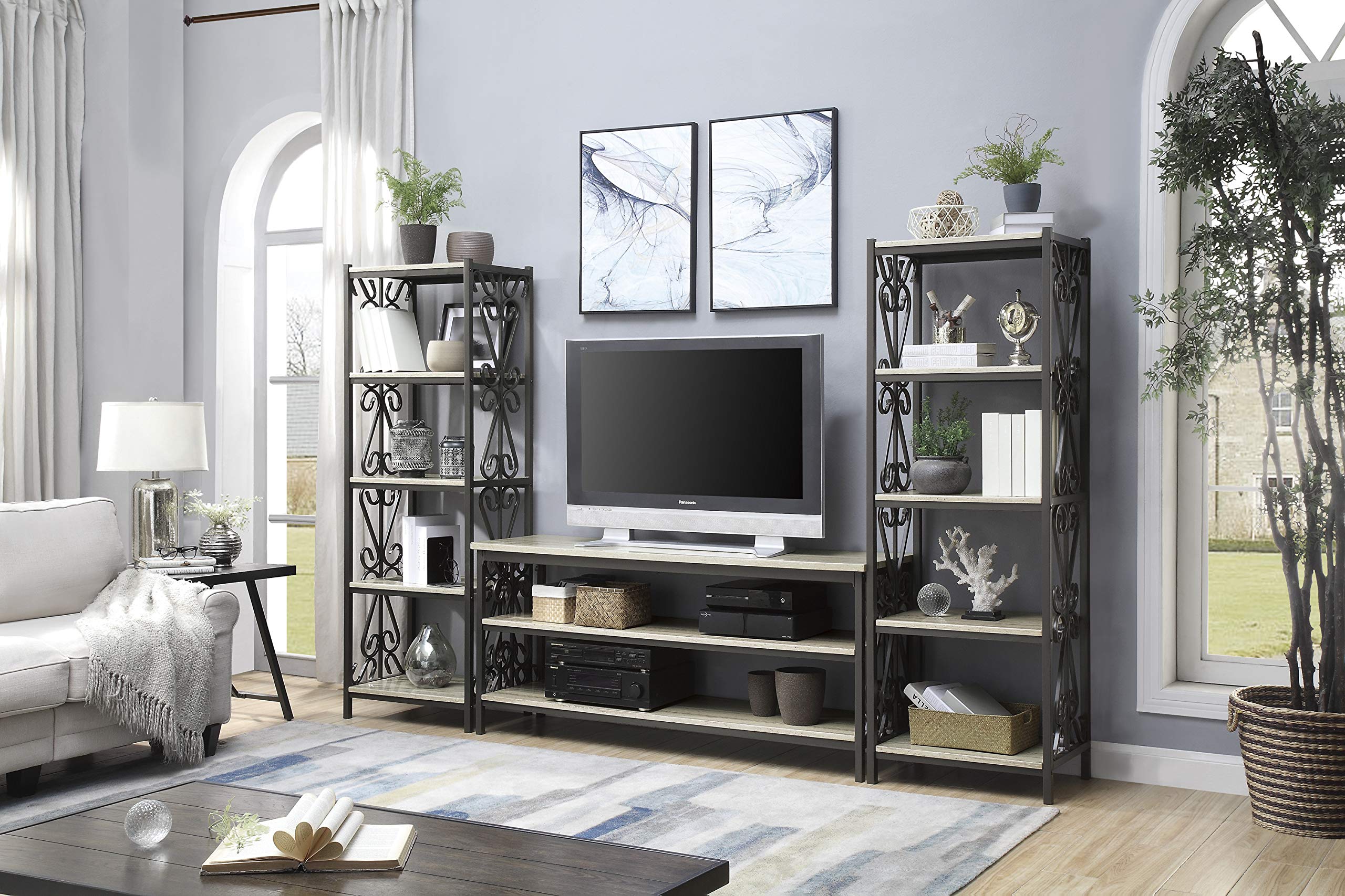 Lexicon Homelegance Fairhope Side Pier Bookcase in White - Stylish Storage for Living Room, Bedroom, or Home Office