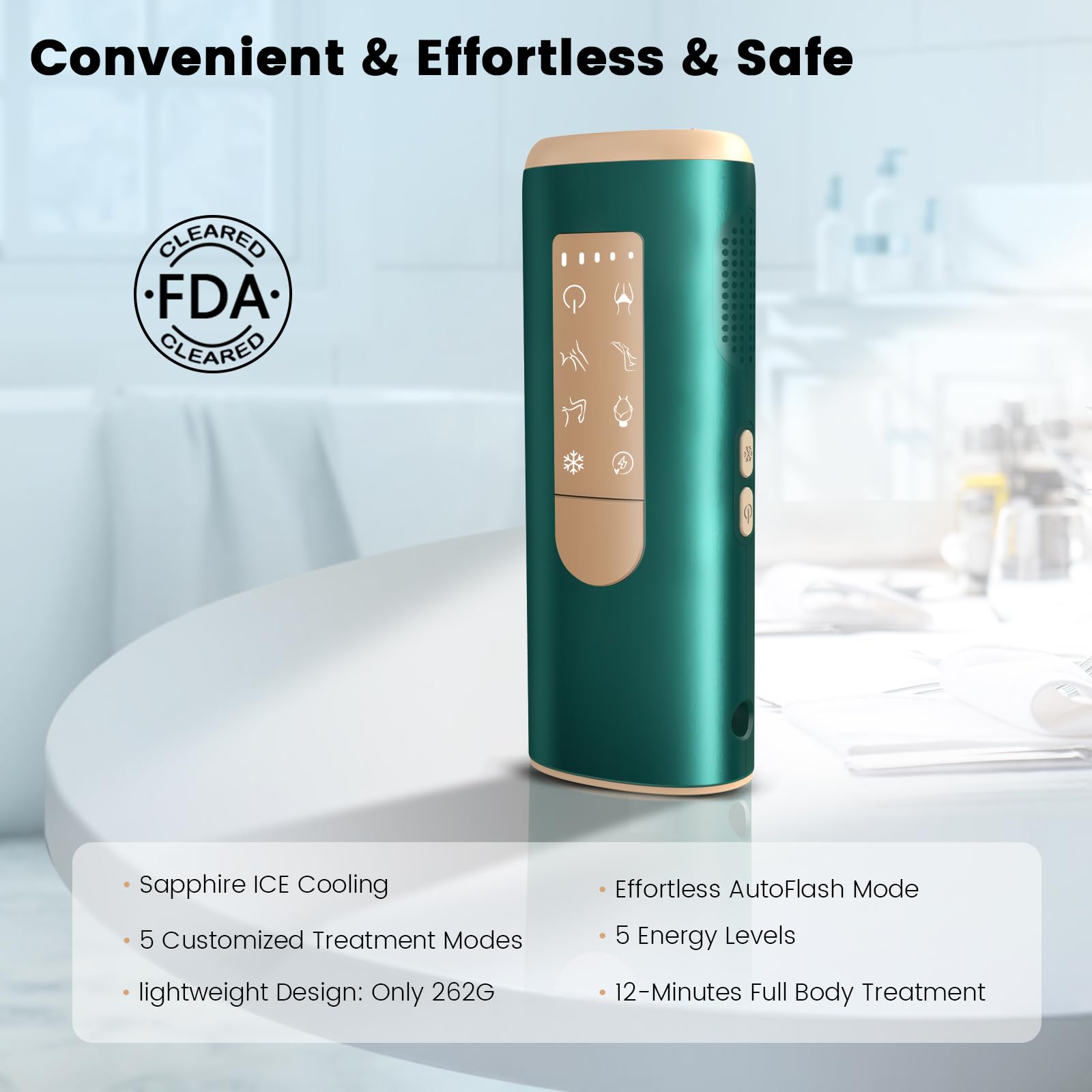 Painless IPL Laser Hair Removal Device with Sapphire Ice Cooling 40℉ & 20J MAX - At-Home Hair Removal for Women & Men, Full Body & Facial Use - Safe & Effective Permanent Hair Reduction for Legs, Underarms, Bikini Line & Face