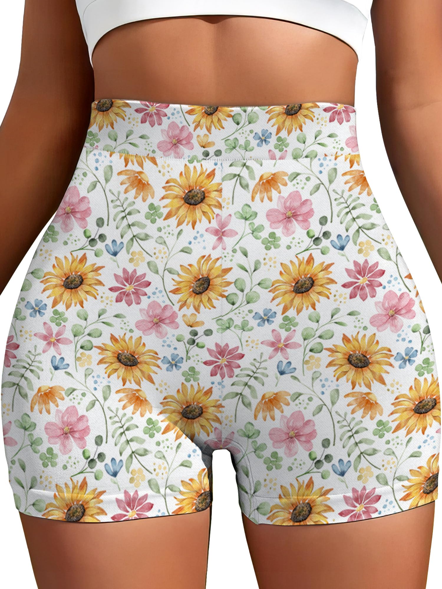 Funny Flamingo Print Women's High Waist Workout Shorts - Gym Yoga Running Athletic Shorts with Tropical Hawaiian Design | Perfect for Beach Vacation, Summer Workouts & Casual Wear