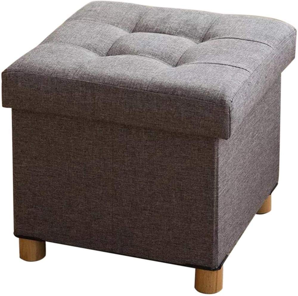 DYPXG Foldable Storage Ottoman Cube - Multi-Functional Footrest Stool with Wooden Feet & Soft Padding Lid | Perfect for Living Room, Bedroom & Nursery Toy Storage