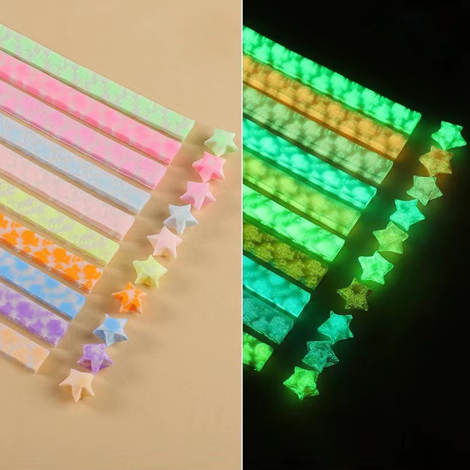 420 Sheets Origami Star Paper Strips - Glow in The Dark Lucky Star Paper for DIY Crafts, Gift Wrapping & Home Decoration | Perfect for Party Favors, Wedding Decor & Room Aesthetics