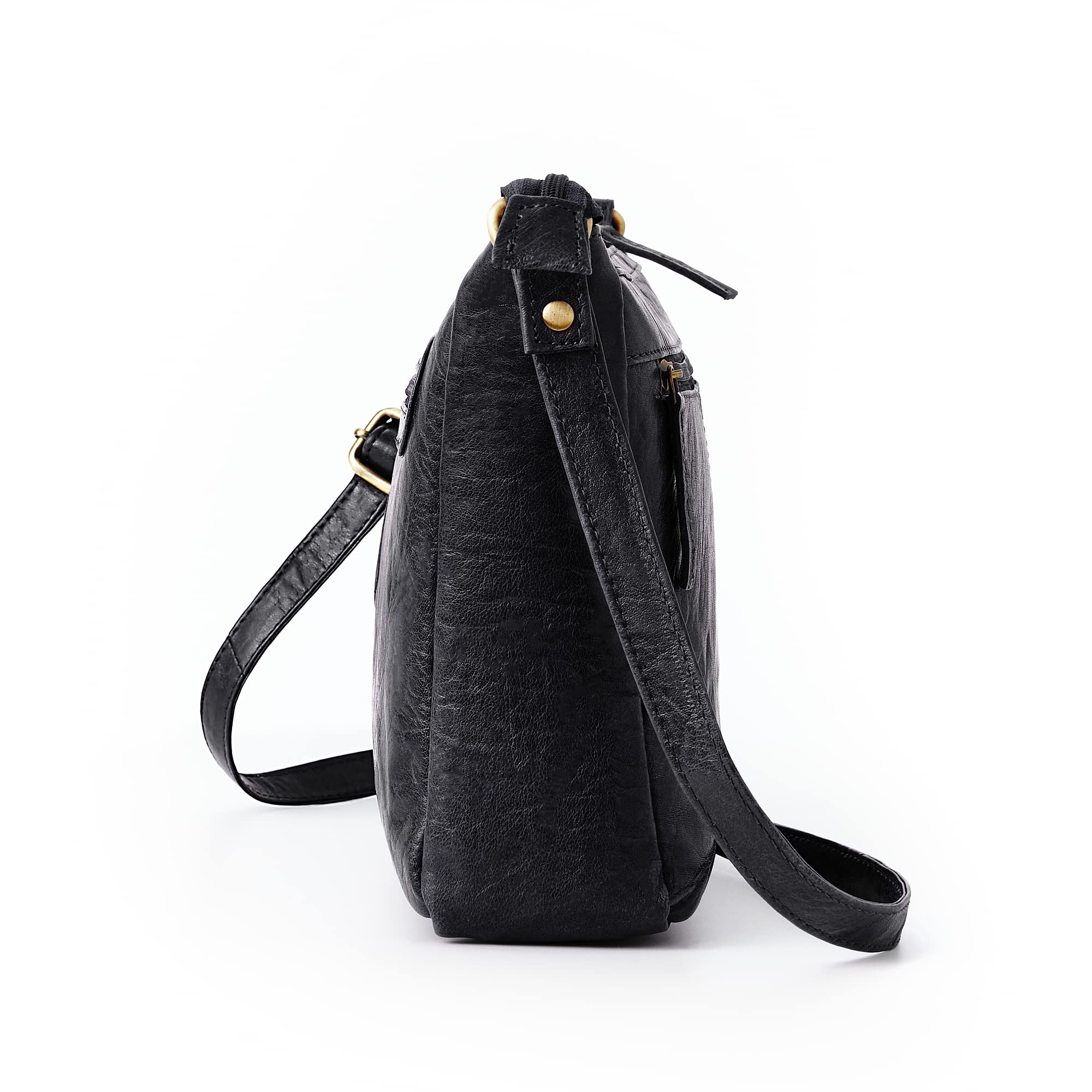 Woodland Leathers 100% Genuine Leather Women's Hobo Shoulder Bag - Vintage Retro Designer Slouch Purse with Multiple Pockets, Crossbody Handbag for Everyday Use, Work & Travel