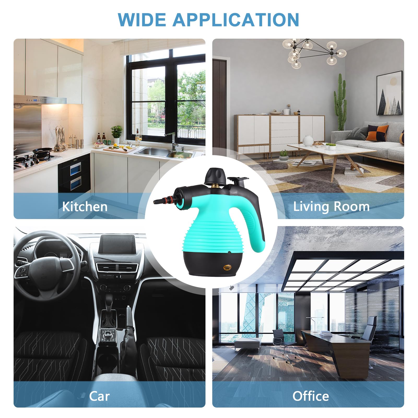 1050W Handheld Steam Cleaner with 9 Accessories - Multi-Surface Pressurized Portable Steamer for Home, Kitchen, Bathroom & Car Cleaning - Safety Lock Design - Perfect for Removing Stubborn Stains, Sanitizing Surfaces & Deep Cleaning Grout