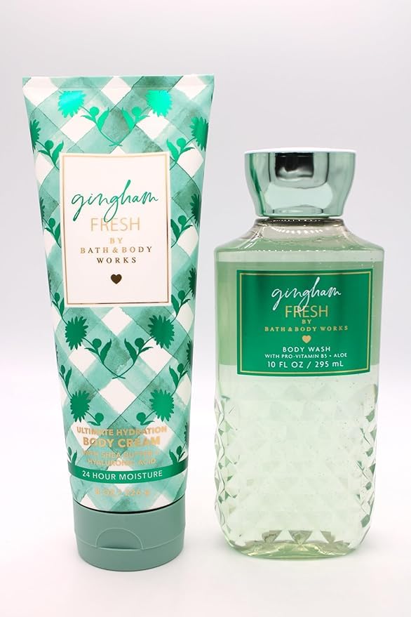 Gingham Fresh Shower Gel & Body Cream Set - Moisturizing Bath & Body Care Bundle for Smooth Skin | Perfect for Daily Shower & Spa Relaxation at Home