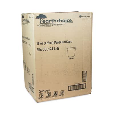 Eco-Friendly Pactive DPHC16EC Earthchoice Hot Cups - 16 Oz, Green, 1000 Count (Case of 1000) | Perfect for Coffee, Tea & Hot Beverages at Cafes, Offices & Events