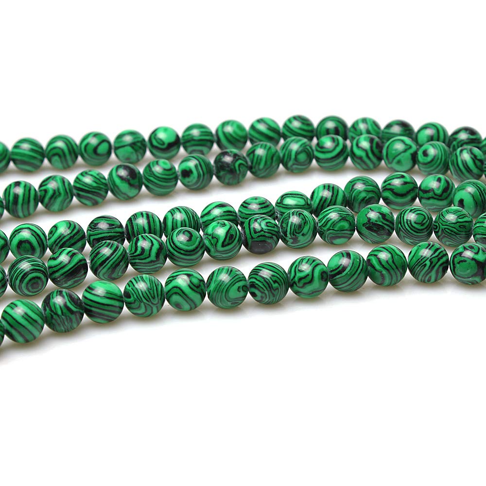 Natural Green Malachite Round Beads 8mm - DIY Jewelry Making Supplies for Necklaces, Bracelets & Earrings - 15