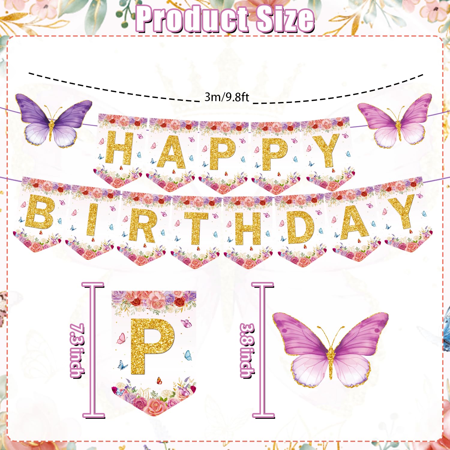 164-Piece Butterfly Birthday Party Tableware Set - Baby Shower Decorations, Butterfly-Themed Plates, Cups & Napkins for Girls Birthday Party & Baby Shower Decor - Perfect for Birthday Celebrations, Baby Showers & Themed Parties