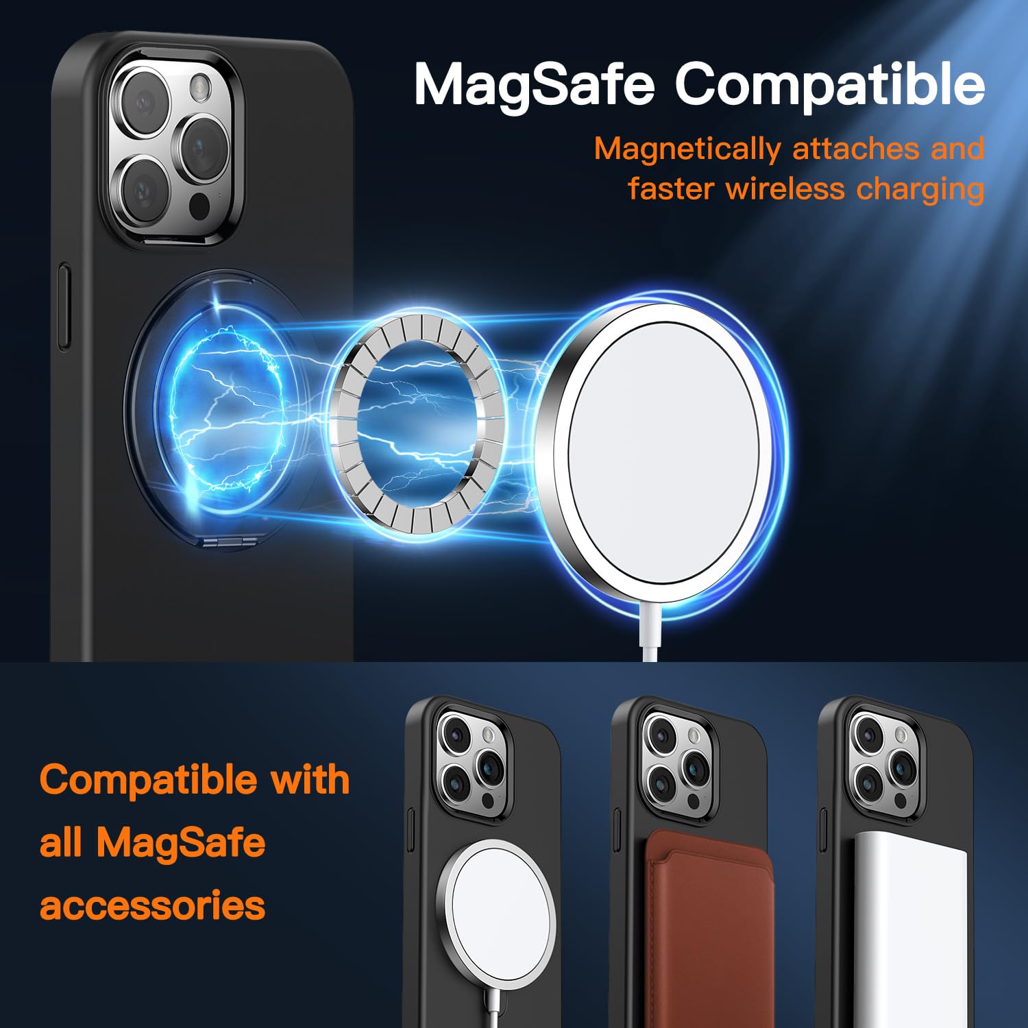 Gatatol 360° Rotatable Magnetic Ring Case for iPhone 15 Pro Max (6.7