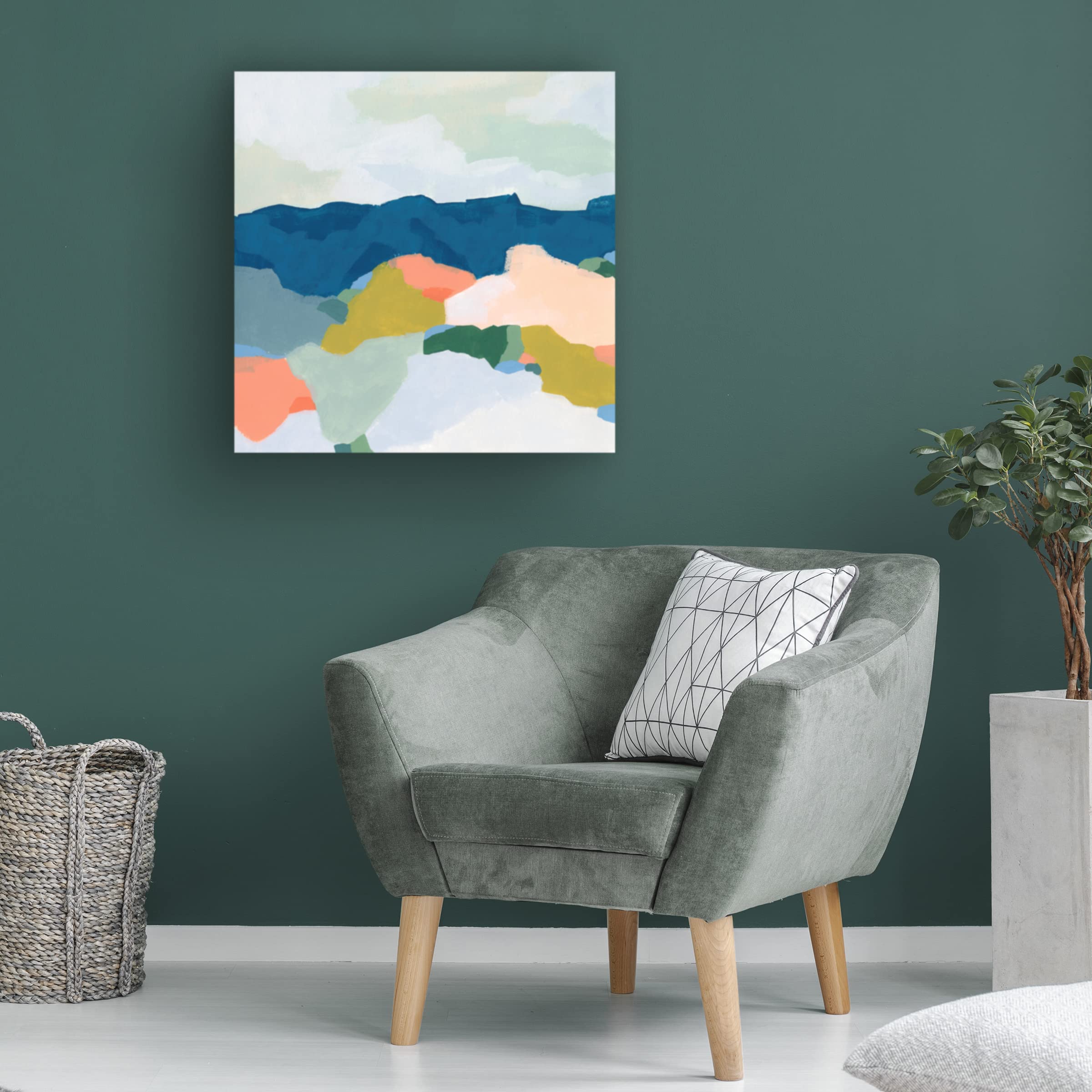 June Erica Vess 'Mountain Mosaic I' Canvas Wall Art Print - Modern Landscape Painting for Living Room, Bedroom & Office Decor