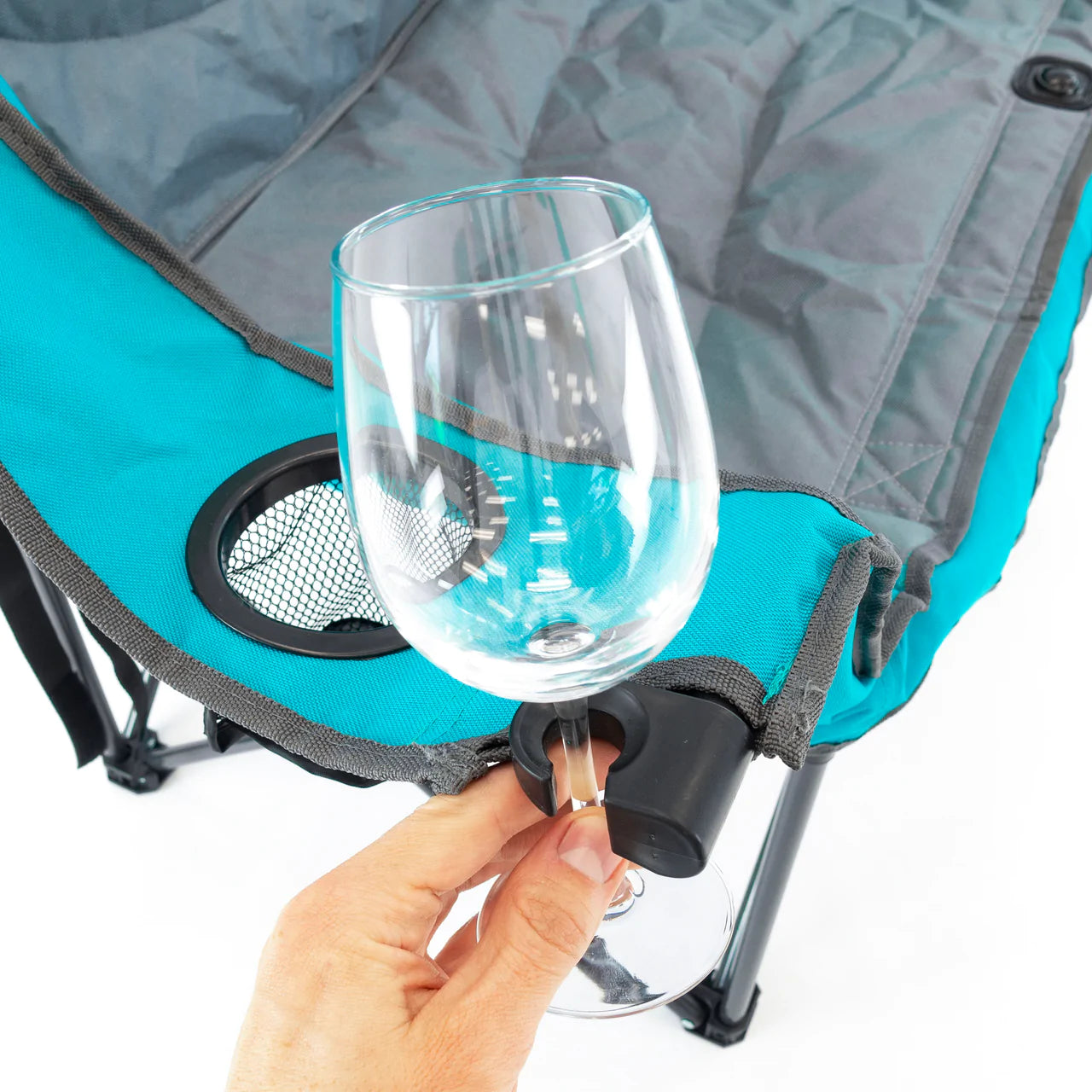 Creative Wagons 812505 Luxury Loveseat Folding Wine Chair - Teal Blue Outdoor Patio Furniture for Garden, Picnic, Beach & Camping