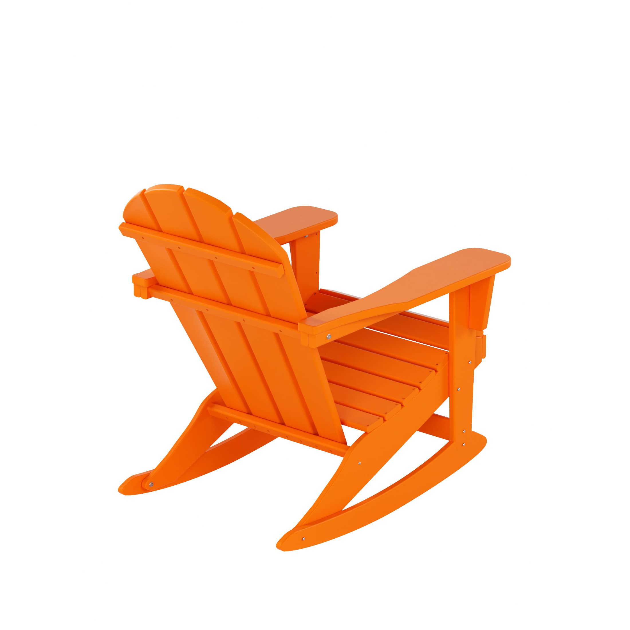 WO Home Furniture 3-Piece Patio Rocking Chair Set - Classic Outdoor Adirondack Rocker Chairs with Matching Table (Orange) - Perfect for Backyard, Garden, Porch & Poolside Relaxation