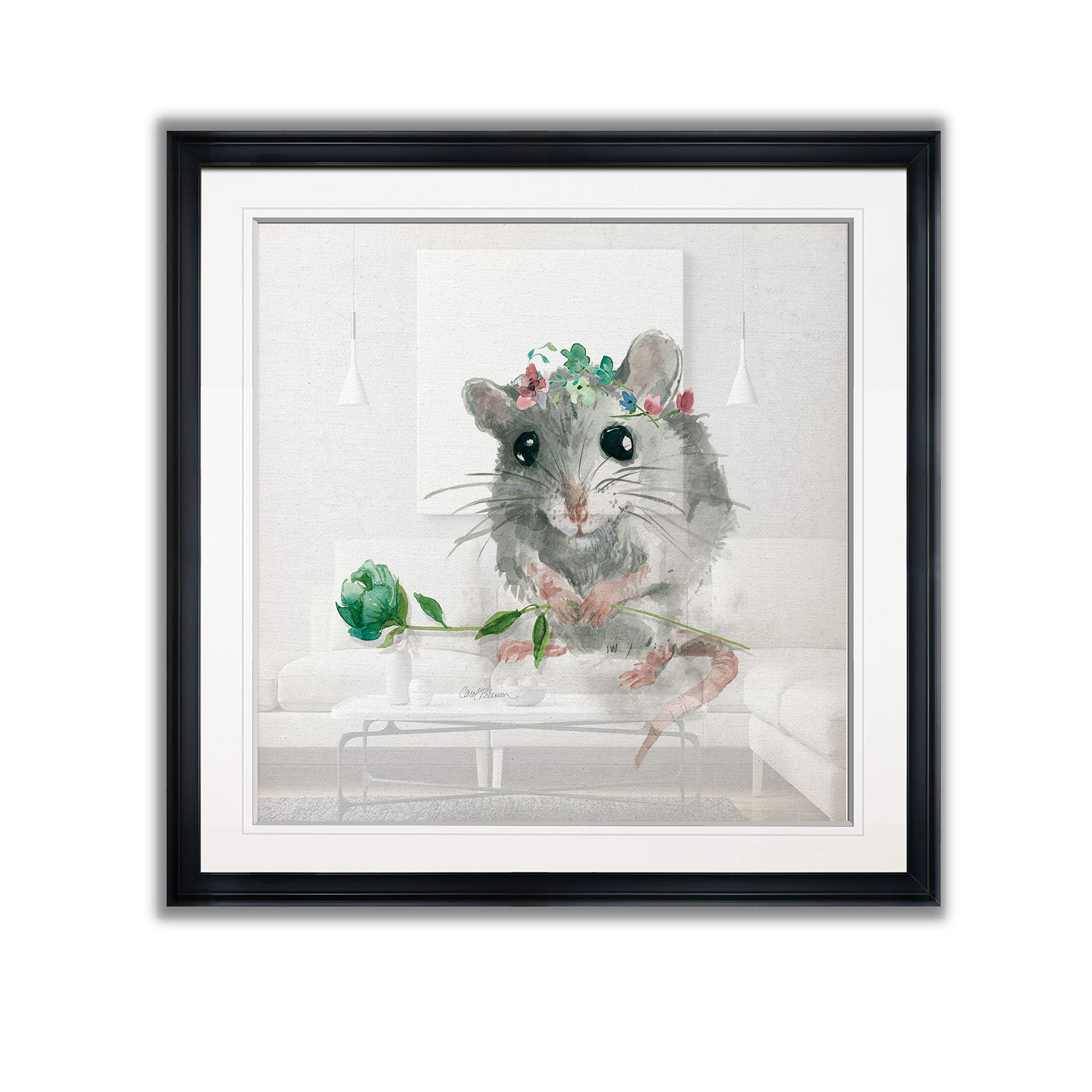 Renditions Gallery PF012-17195-3838BF Framed Giclee Print - Garden Critter Mouse Wall Art 38x38 Inches, Multi-Color - Perfect for Home Decor, Office, Nursery & Gift Giving