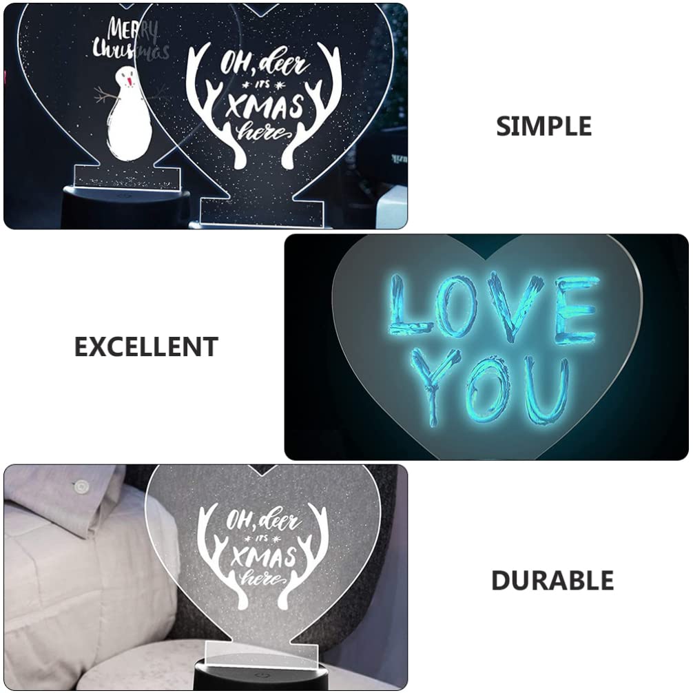 5Pcs Clear Acrylic Light Plates for LED Signs - Heart Shaped Transparent Cast Boards with Neon Marker Lights - Perfect for DIY Home Decor, Wedding Centerpieces, and Cafe Signage