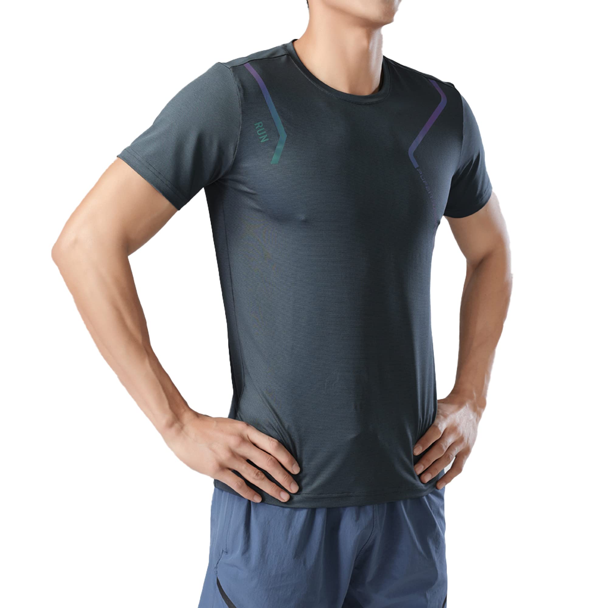 Men's Summer Slim Fit Moisture Wicking Active Athletic Short Sleeve Crew T-Shirt - Breathable Quick Dry Workout Tee for Running, Gym & Outdoor Sports