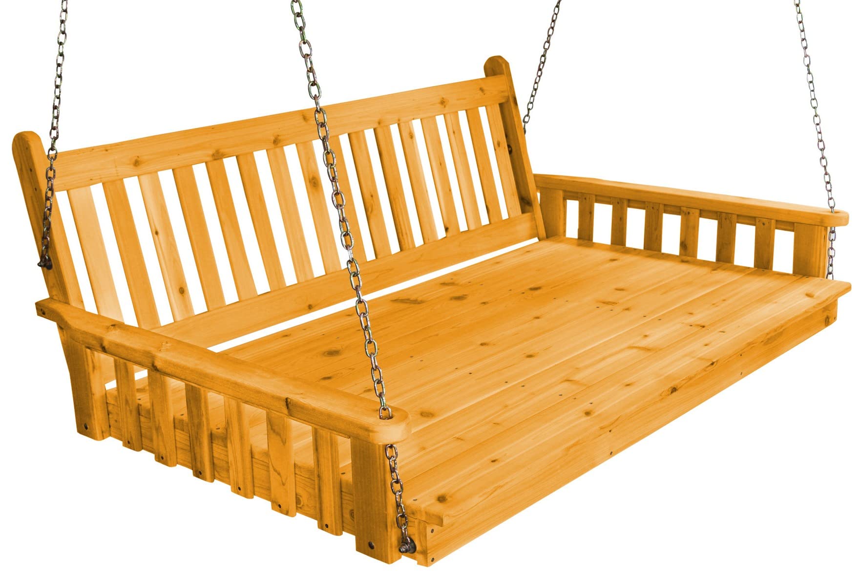 Furniture Barn USA 6ft Cedar Traditional English Swing Bed with Natural Stain - Perfect for Porch, Patio, and Backyard Relaxation